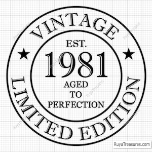 44° compleanno Svg Png, 44° Svg, Invecchiato alla perfezione Svg, 44 e favoloso Svg, Vintage 1981 Svg - File di taglio stampabili, Cricut e Silhouette