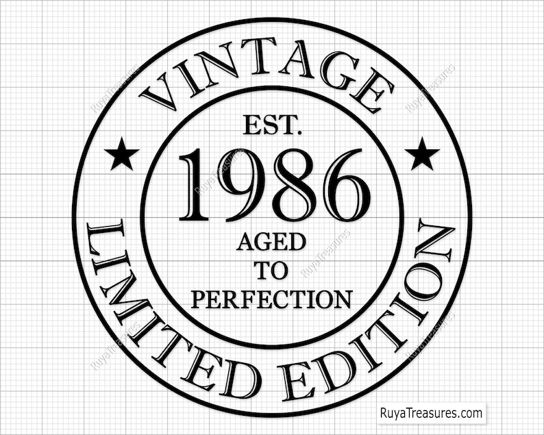 40th Birthday Vintage 1986 Limited Edition Svg