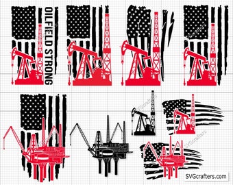 Oilfield flag svg, Oilfield worker svg, American flag Oilfield svg, Oilfield svg, Oilfield flag - Printable, Cricut & Silhouette file