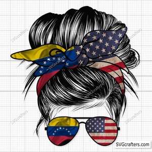Wenezuela USA Messy Bun PNG, Messy Bun Wenezuela Flaga Png, Wenezuela png, Flaga Wenezueli, latino svg - Clipart, Do druku, Plik sublimacyjny