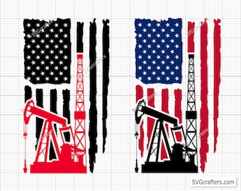 Oilfield flag svg, Oilfield worker svg, American flag Oilfield svg, Oilfield svg, Oilfield flag - Printable, Cricut & Silhouette file