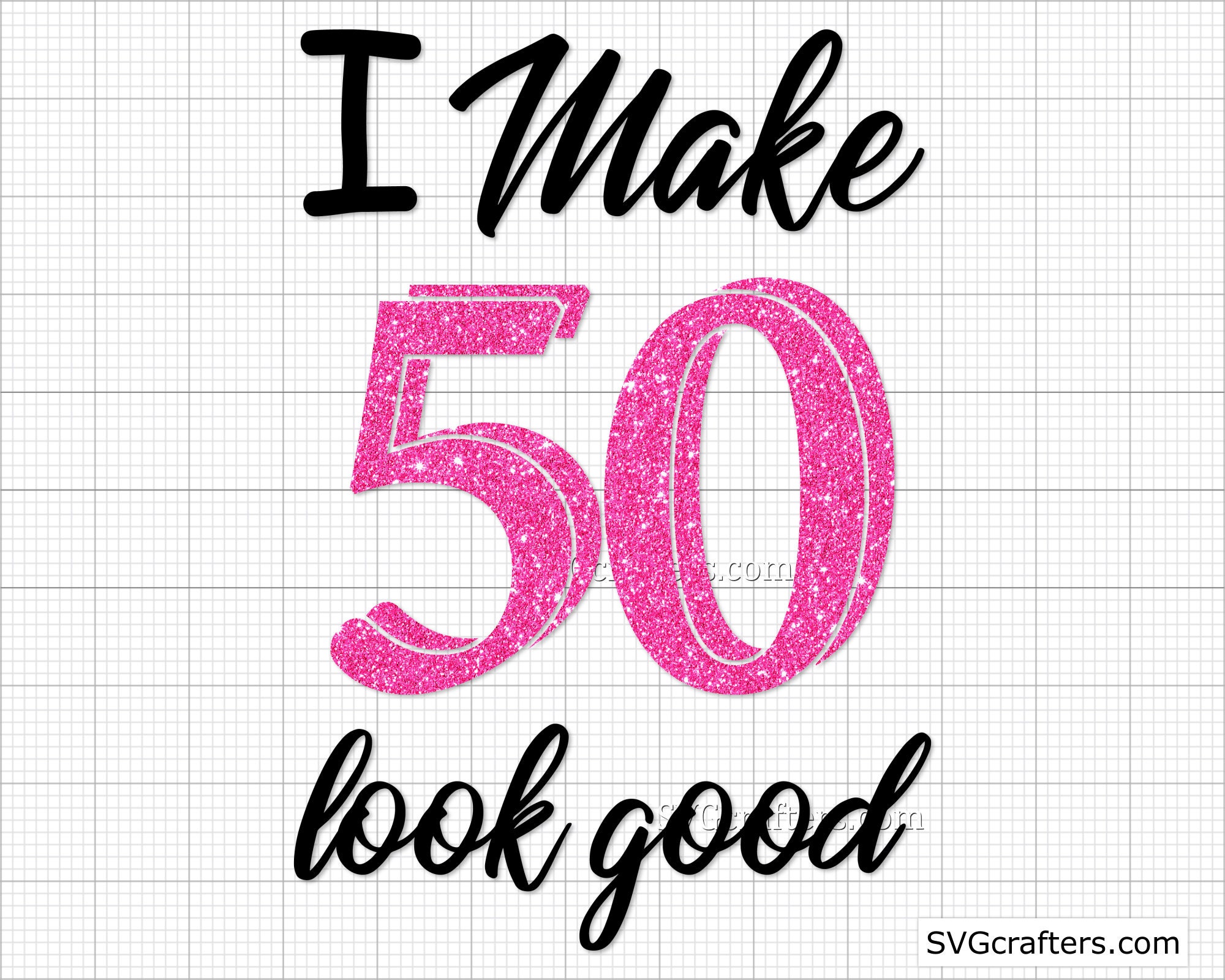 50. Geburtstag Tortenaufsatz 'I Make 50 Look Good' – Glitzer Motiv, 16,5x13,7 Cm, Perfekt Für Geburtstagskuchen (nicht Essbar)