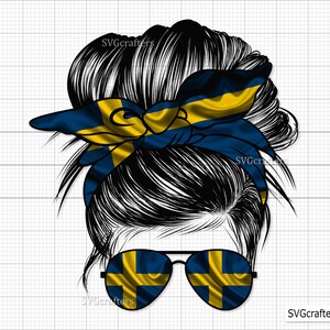 Sweden Flag Messy Bun Png, Flag of Sweden Png, Swedish Png, Sweden Flag sublimation - Clipart, Printable & Sublimation files