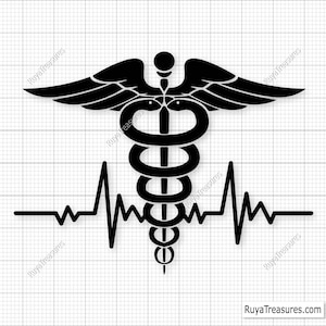 Caduceus SVG, Caduceus Vektor, Caduceus Png, Krankenschwester Herzschlag SVG, Herzschlag Stethoskop SVG, Stethoskop Png, Stethoskop Vektor Schnittdateien