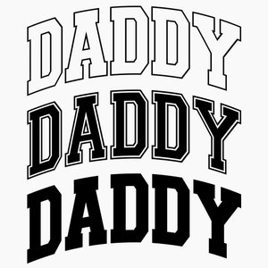 Daddy Varsity Svg Png, Daddy Varsity gebogen Svg, Daddy Varsity Letters Svg, Daddy Varsity lettertype Svg, Daddy Est 2025 Svg, Varsity Letters Svg
