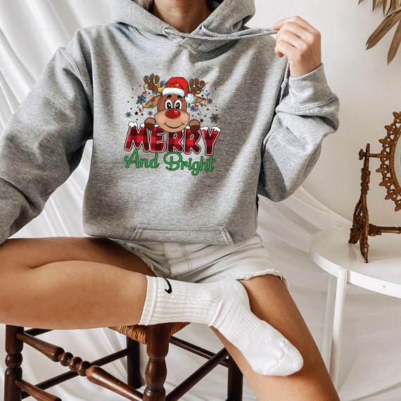 Merry and Bright Sweatshirt Christmas Sweatshirts for Women - Etsy Singapore