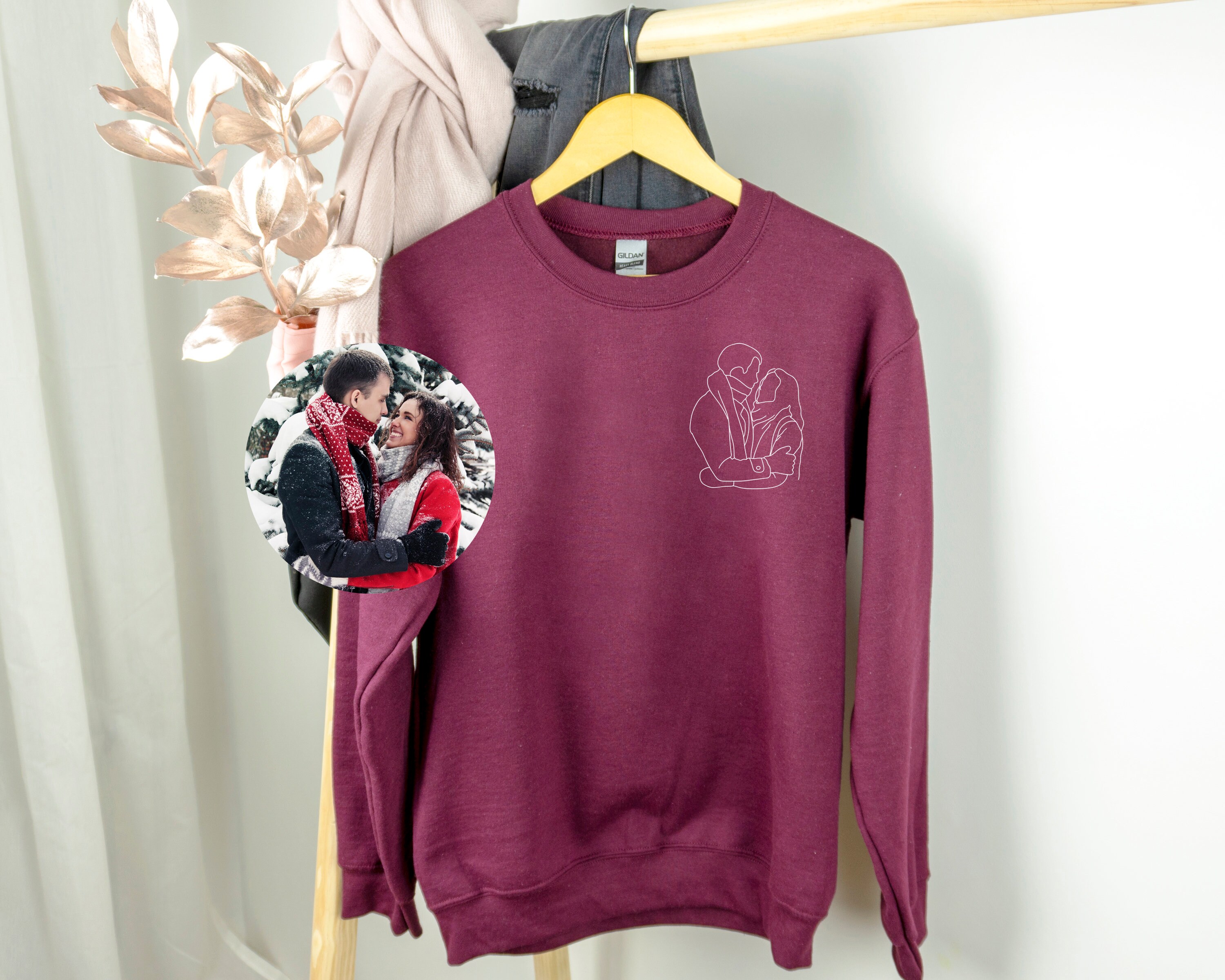 Portrait From Photo Hoodie Line Art Photo Sweatshirt Custom - Etsy