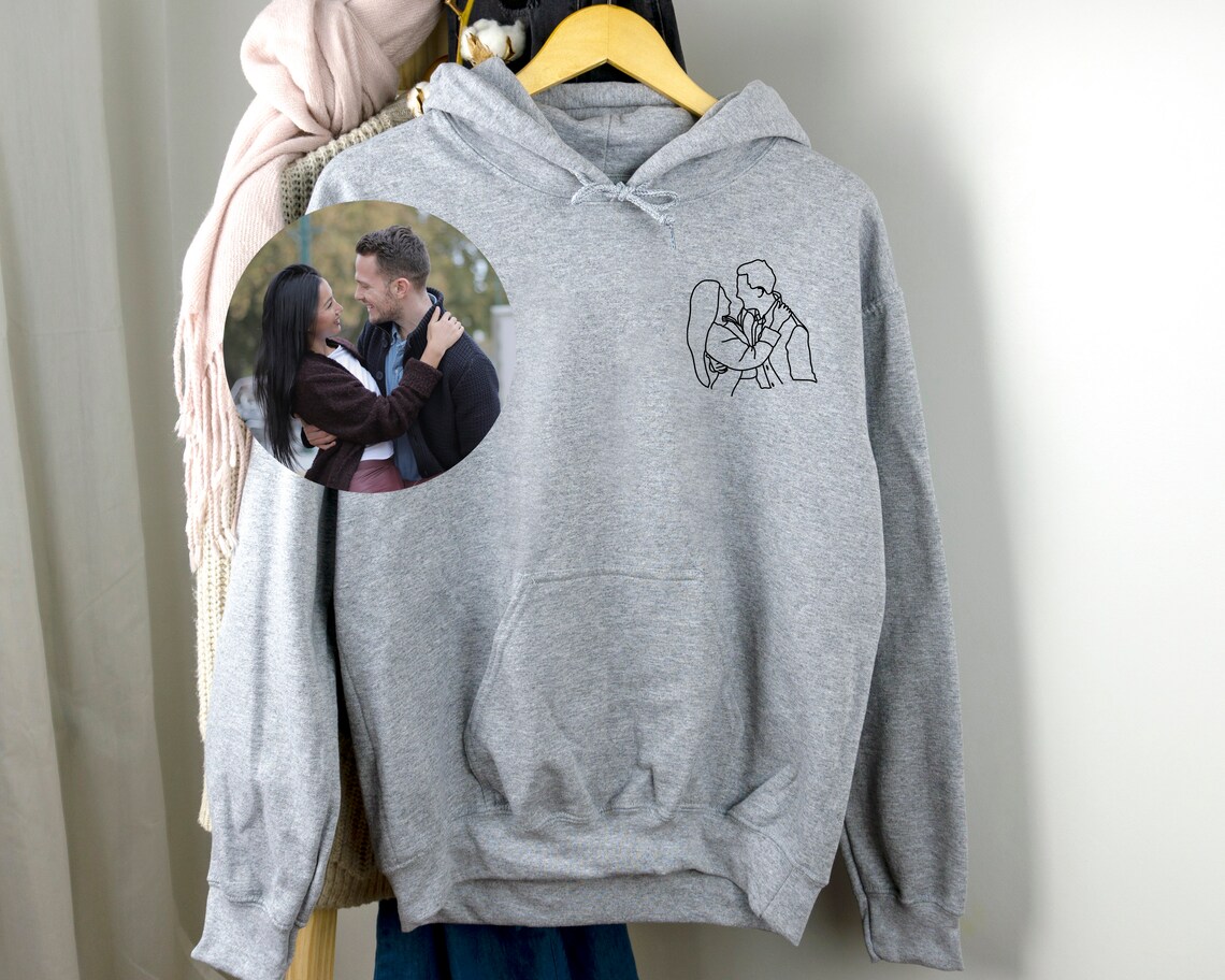 Portrait From Photo Hoodie Line Art Photo Sweatshirt Custom - Etsy