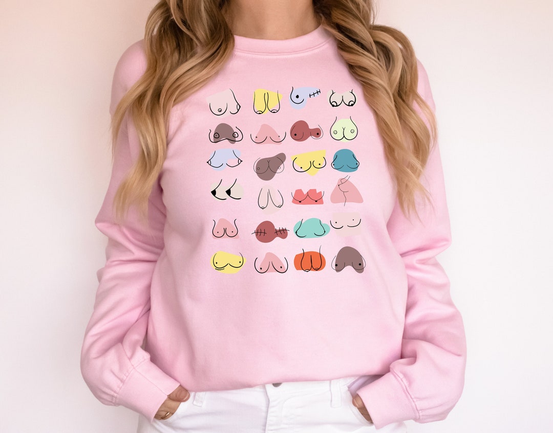 Boob Sweatshirt, Breast Cancer Awareness, Body Positivity Hoodie, Funny ...