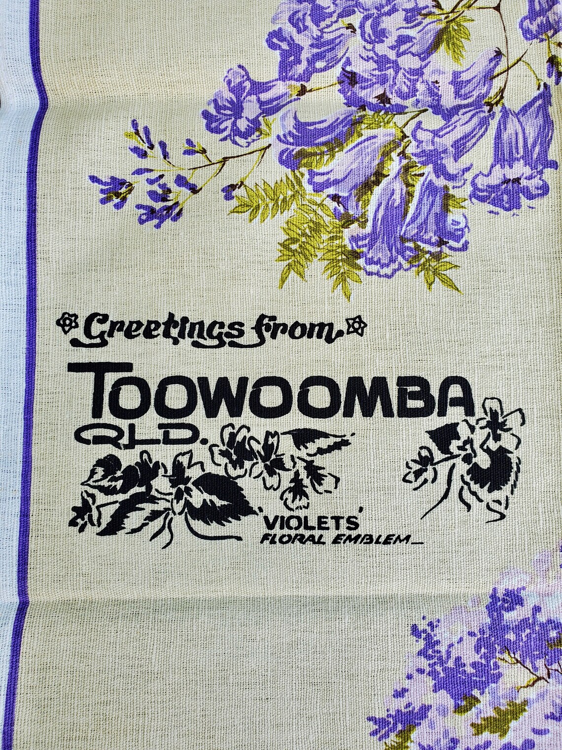 Vintage Toowoomba Violet Tea Towel Etsy