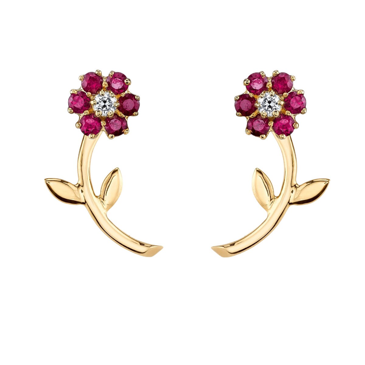 Colorful Flower Stud Earrings Set 18K Gold Zircon Earrings - Etsy