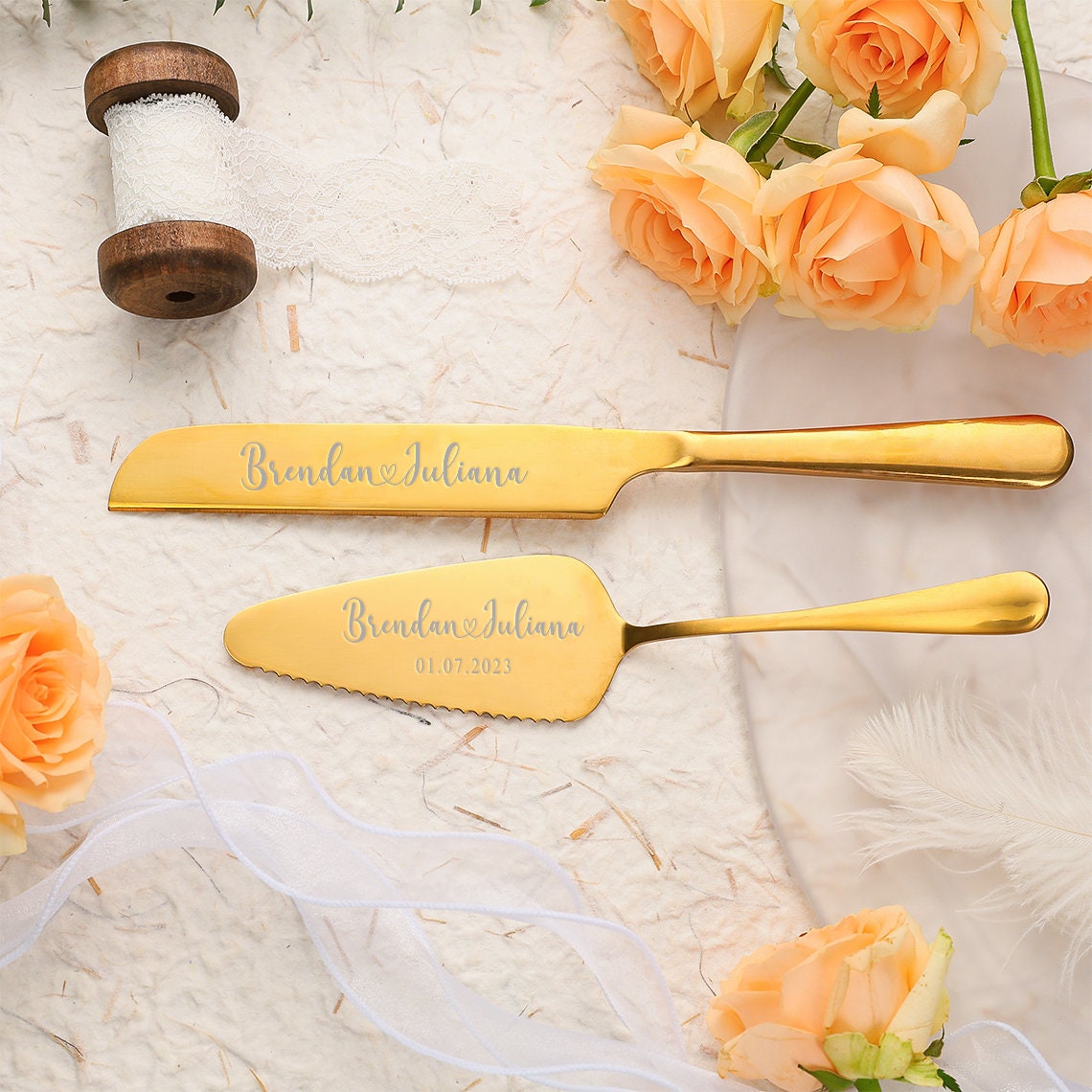Custom Wedding Cake Cutting Set, Engraved Wedding Or Anniversary Cake Cutting Gift For Couples, Unique Keepsake, Wedding Gift For Bridal Shower