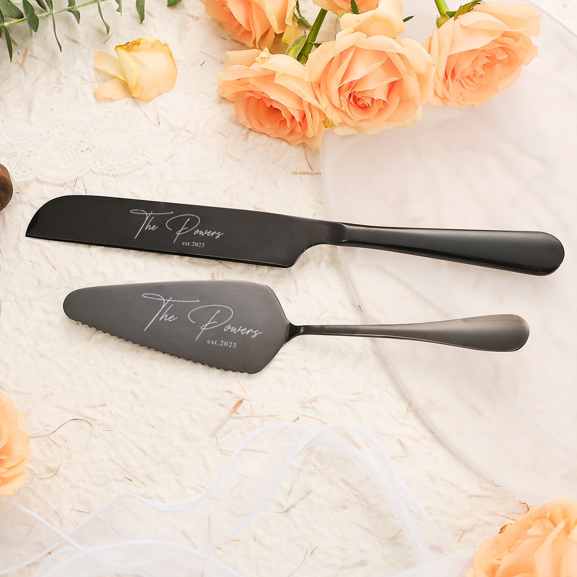 Custom Wedding Cake Cutting Set, Engraved Wedding Or Anniversary Cake Cutting Gift For Couples, Unique Keepsake, Wedding Gift For Bridal Shower