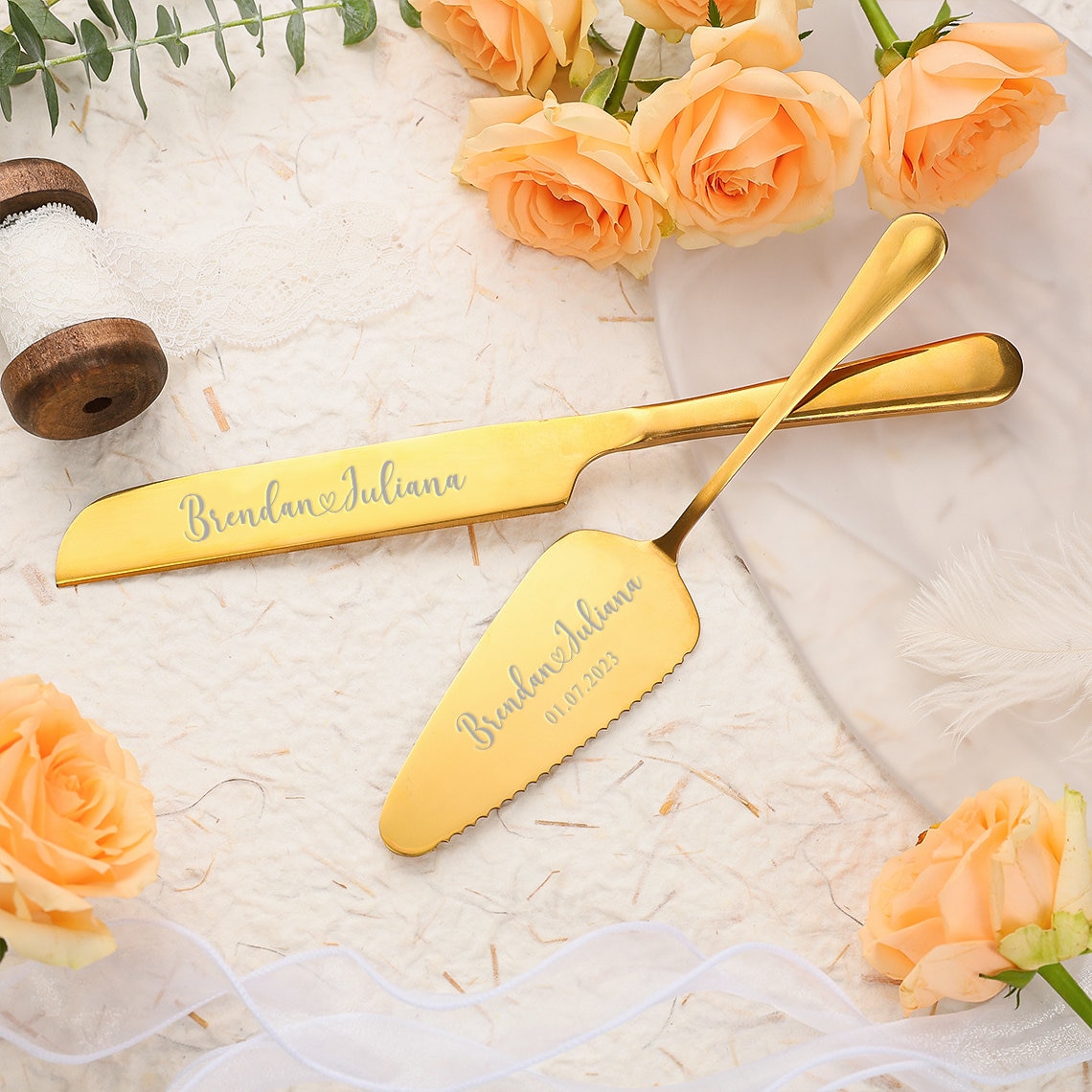 Custom Wedding Cake Cutting Set, Engraved Wedding Or Anniversary Cake Cutting Gift For Couples, Unique Keepsake, Wedding Gift For Bridal Shower