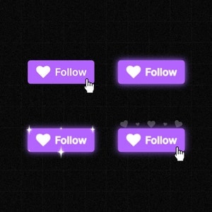 Animated Twitch Follow Button Pop-Up Overlay for Stream for OBS/StreamLabs 10, 20, 30 minutes loops