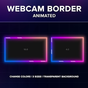 Twitch Animated Webcam Border Gradient Camera Overlay for Streaming