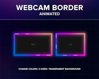 Twitch Animated Webcam Border Gradient Camera Overlay for Streaming