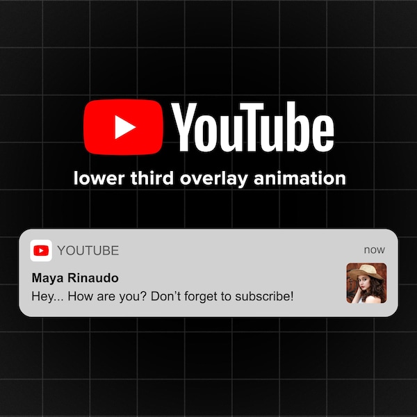 Superposición de botón de notificación de suscripción de YouTube animada y personalizada para vídeos de introducción