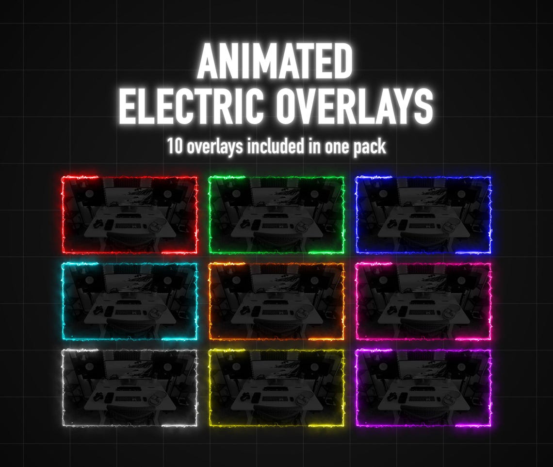 Animated Electric Webcam Overlays for OBS, 10 Colors, 3 Sizes, Seamless ...