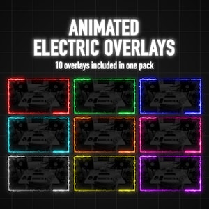 Animated Electric Webcam Overlays for OBS, 10 colors, 3 sizes, Seamless Loop, Instant Download