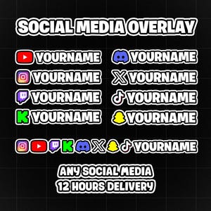 Custom Social Media Overlay For Twitter Twitch Tiktok Discord Instagram Youtube