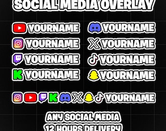Benutzerdefiniertes Social-Media-Overlay für Twitter, Twitch, TikTok, Discord, Instagram und YouTube
