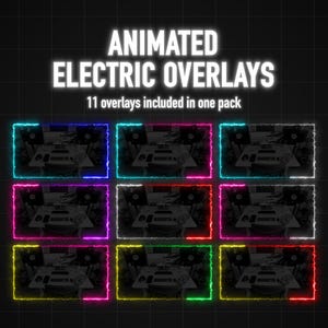 Superposiciones animadas de cámaras web eléctricas para OBS, 11 colores, 3 tamaños, bucle continuo, descarga instantánea