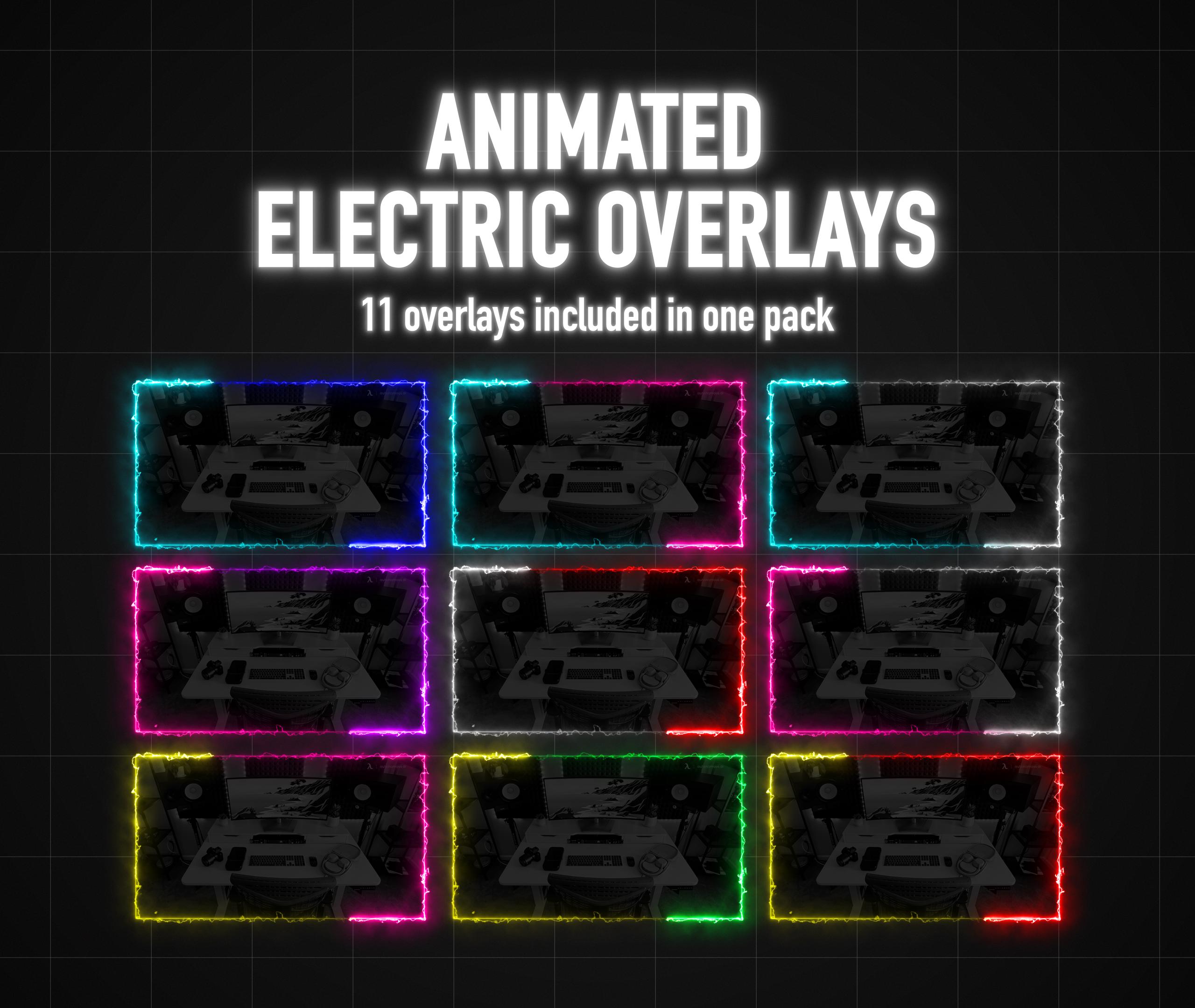 Animated Electric Webcam Overlays for OBS, 11 Colors, 3 Sizes, Seamless ...