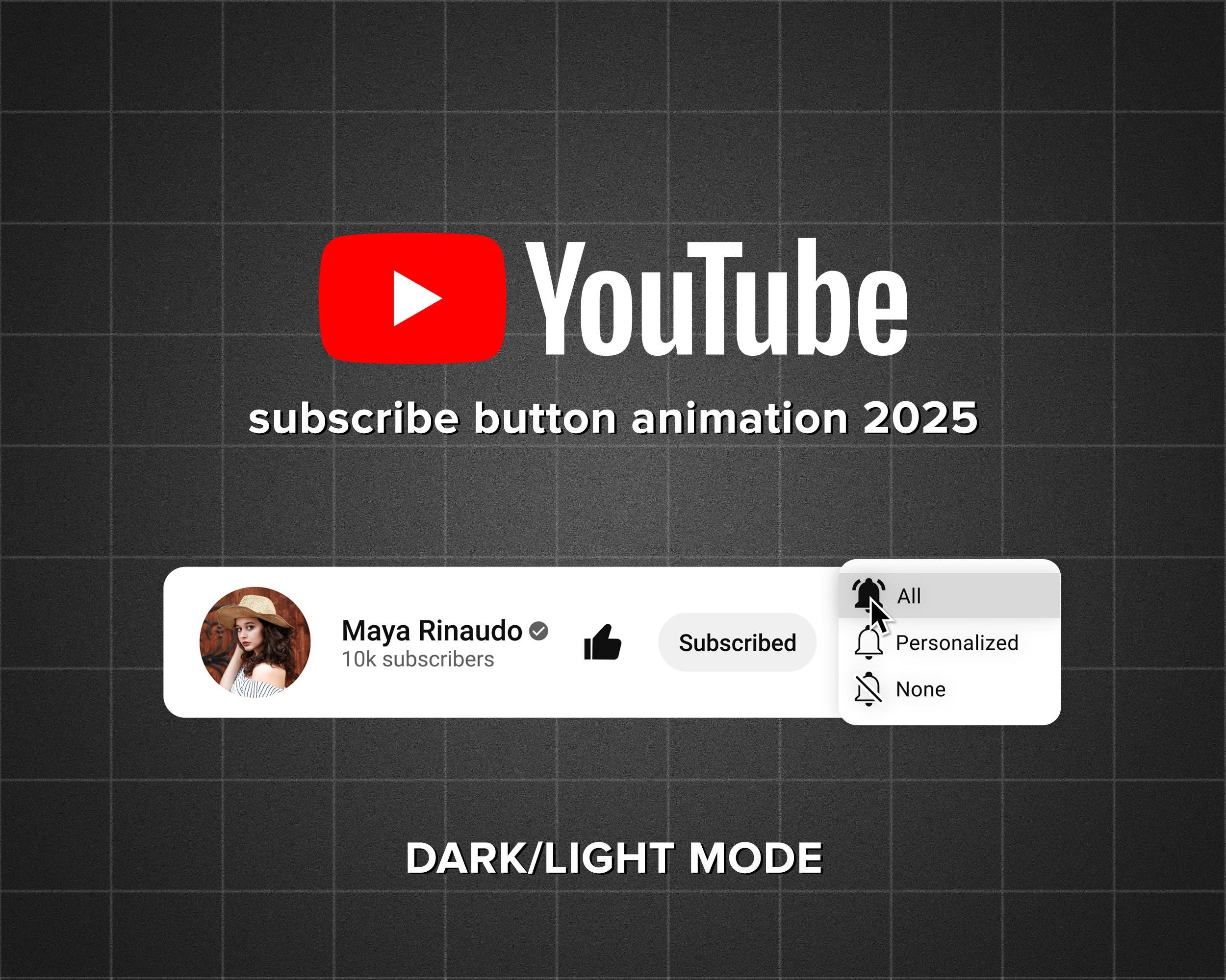 Custom Animated Youtube Subscribe Button 2025 Overlay for Intro Videos ...