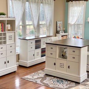 Corner craft desk clearance with storage