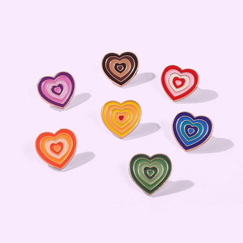 Y2K Gradient Heart Trendy Enamel Pin Brooch Pin Set Hard Enamel Pins Cute Lapel Pin Badge Pins for Backpack Jeans Display Gifts for Her 