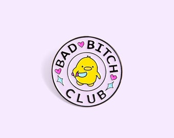 Bad Bitch Club Yellow Duck With Knife Brooch Pin Set Hard Enamel Pin Kawaii Cute Enamel Pin Lapel Pins Badge Pins for Backpacks Gift for Her