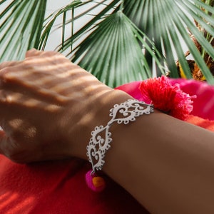 Jade Boho Silver Bracelet  with Stones Handmade Eros Collection