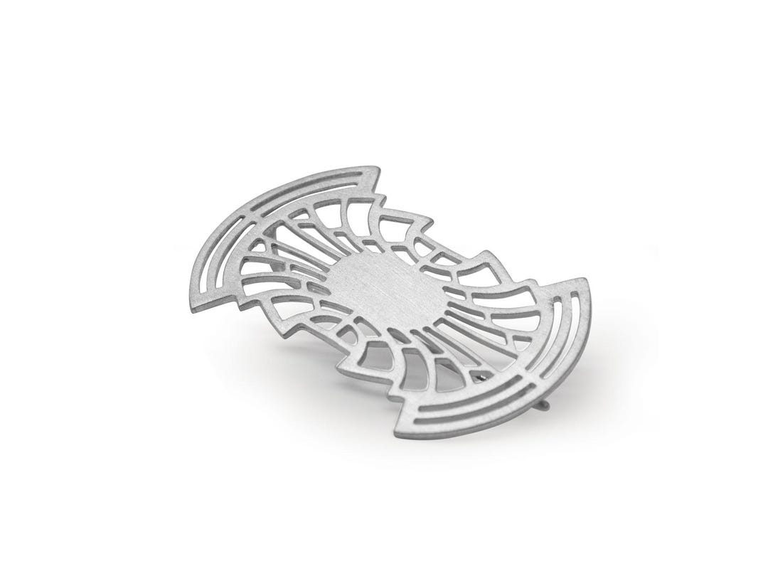 Broche Argentée Faite Main - Style Vintage Avec Cristal, Plaquée Laiton