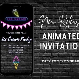 Ice Cream Birthday Party Invitation, Ice Cream Birthday Party, Ice Cream Party, Digital Invitation, Digital Birthday Invitation