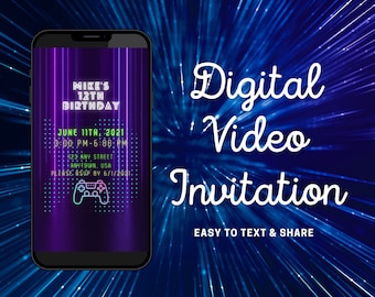Animated Video Game Birthday Invitation (Digital)