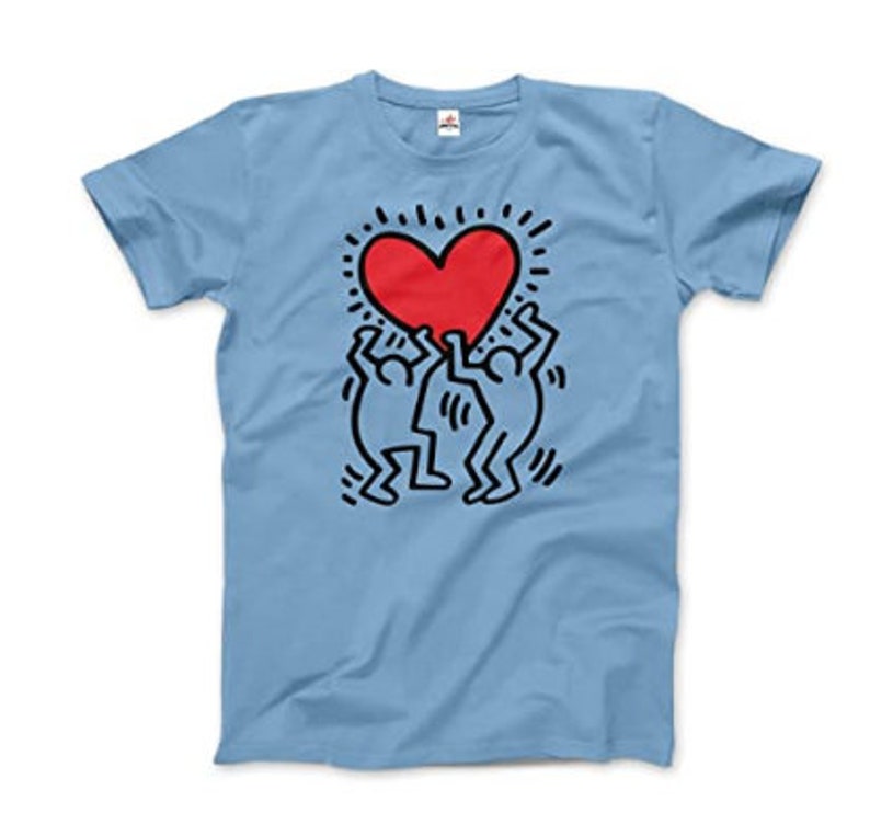 Keith Haring Men Holding Heart Icon Street Art TShirt Etsy