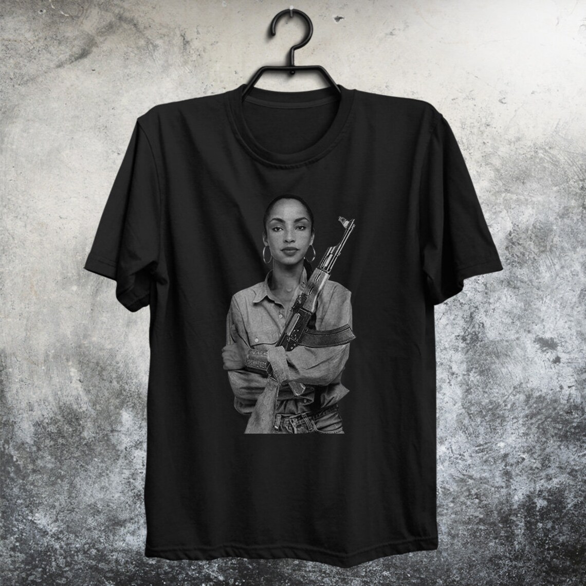 sade with gun t shirt