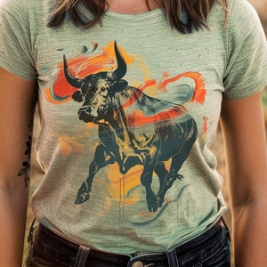 Modern Bull T-shirt | Artistic Taurus Shirt for Cow Lovers | Gift for April May Birthday | NOX Supply