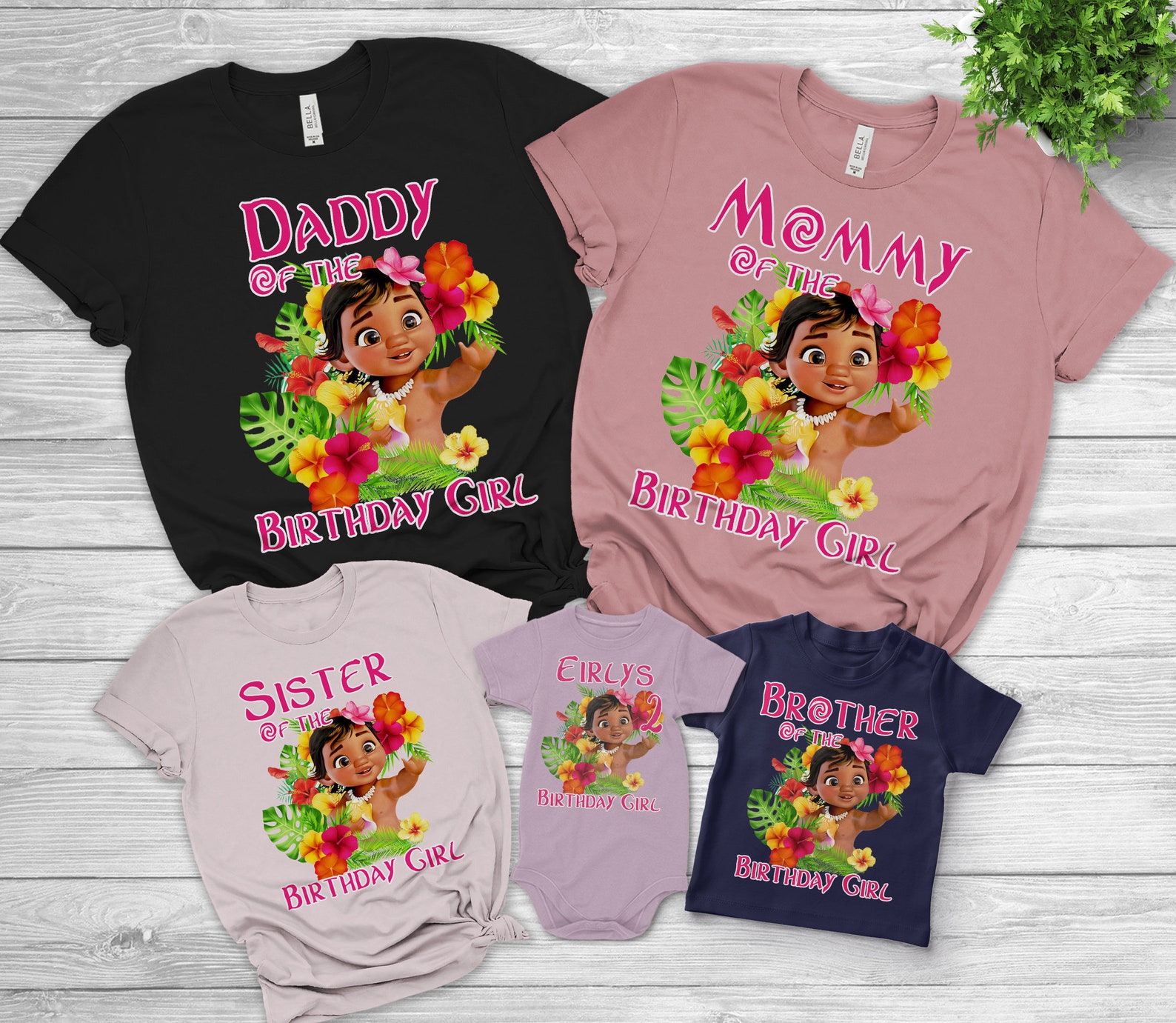 moana birthday shirts for family