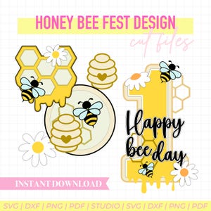 Toppers e Toppers para Bolo digital HONEY BEE 3D para máquinas de troquelado | Design de Abajas | Arquivo de corte para Cricut e Silhouette
