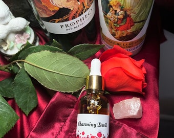 Charming Devil Oil (30ml) with satin pouch - intention oil, conjure oil, magick oil, ritual oil, manifestation oil, witchcraft, pagan