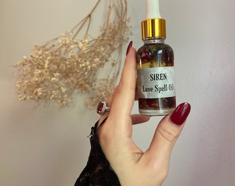 SIREN Love Spell Oil (30ml) with satin pouch - intention oil, conjure oil, magick oil, ritual oil, manifestation oil, witchcraft, pagan