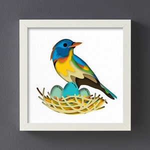 Oiseau 3D Svg, 3D papier découpé Shadow Box modèle, fichiers à téléchargement numérique SVG, fichiers de téléchargement numérique SVG Shadow Box, pour Cricut, Lightbox