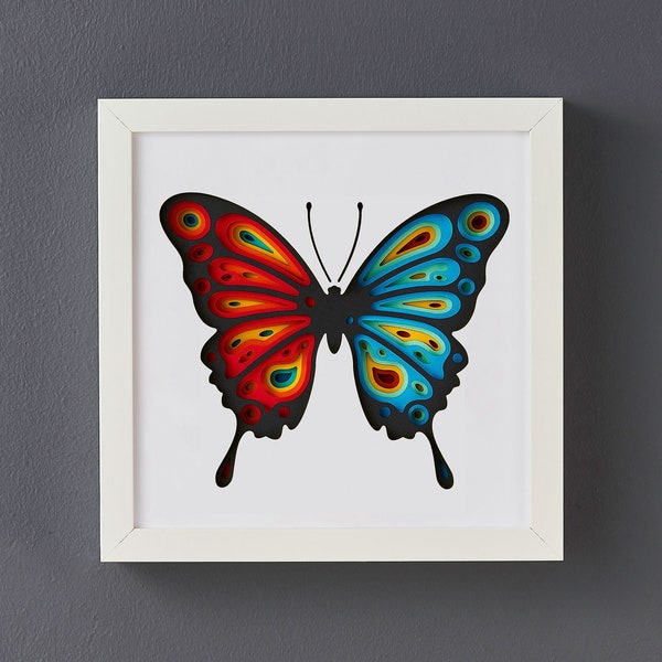 3D Butterfly, 3D Paper Cut Shadow Box Template, SVG Digital Download Files, Shadow Box SVG Digital Download Files, For Cricut, Lightbox
