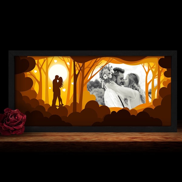 Valentines Day Photo Lightbox , 3D Paper Cut Shadow Box, SVG Digital Download Files, Shadow Box SVG Digital Download Files, Paper Lightbox