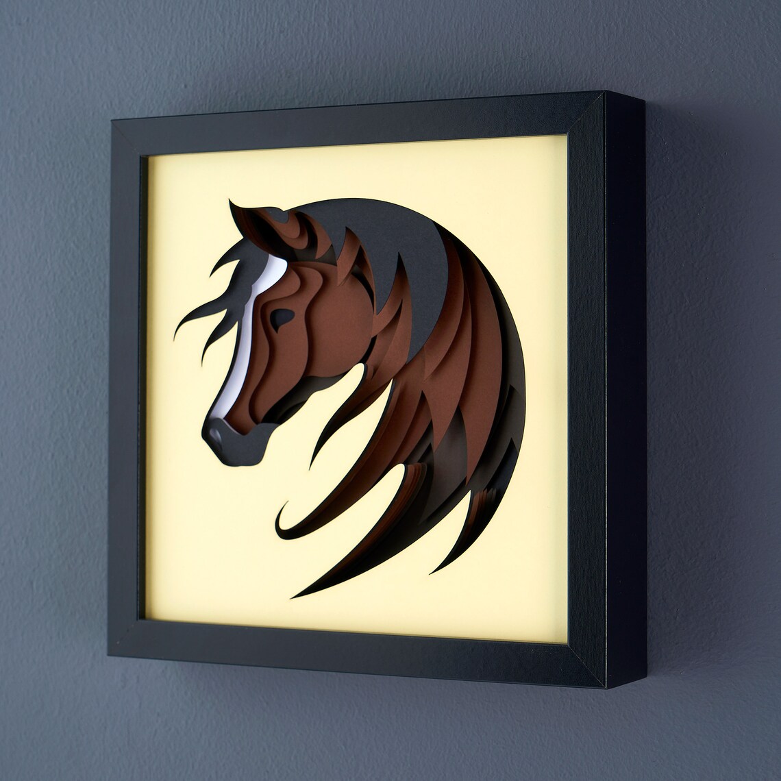 Horse 3D Paper Cut Shadow Box Template SVG Digital Download Etsy