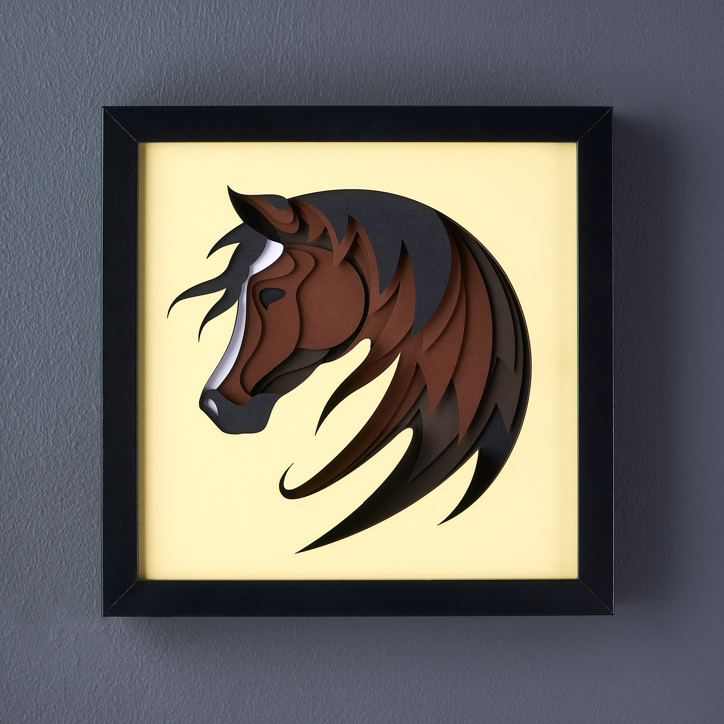 Horse 3D Paper Cut Shadow Box Template SVG Digital Download Etsy
