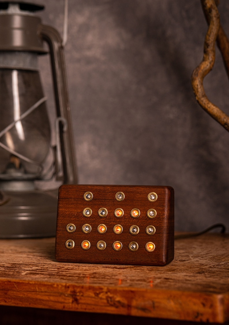 Mahogany Binary Clock, Geek Unique Desk Decor - Etsy