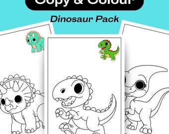 Copy & Colour Dinosaur Pack | Guided Colouring Pages for Toddlers | Printable | Ages 3–4